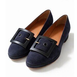 Band of Outsiders Navy Suede Buckle Loafers Size 40 Made in Italy
